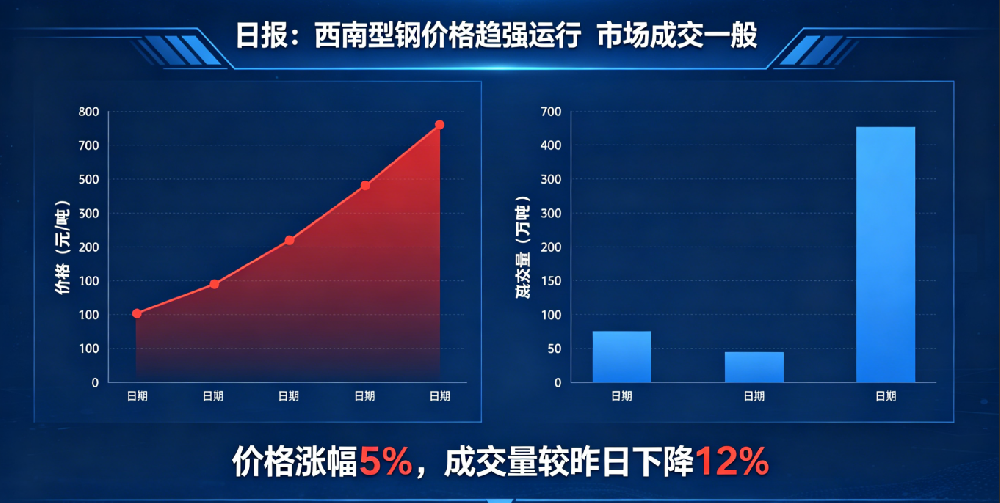 5月12日西南型鋼市場(chǎng)日?qǐng)?bào)：價(jià)格趨強(qiáng)運(yùn)行，成交分化，庫(kù)存壓力緩解但需求仍顯疲軟