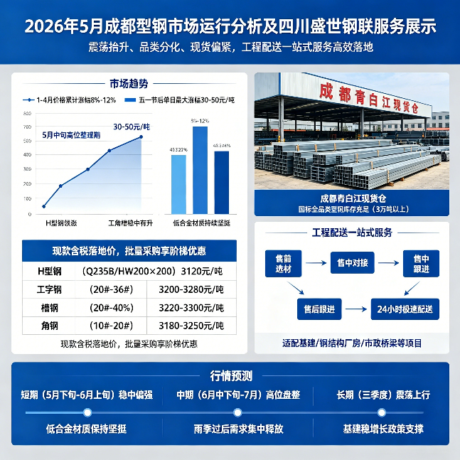 成都型鋼批發(fā)國(guó)標(biāo)全品類現(xiàn)貨 工程配送一站式服務(wù)｜2026 年 5 月行情漲跌趨勢(shì)與價(jià)格預(yù)測(cè)